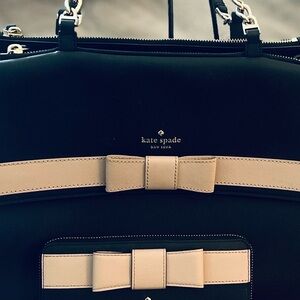 Kate Spade Black and Cream Bow Shoulder Bag & Matching wallet